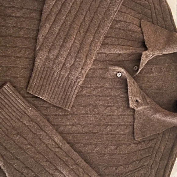 Allen Solly 100% cashmere light brown men’s sweater w/ collar XL - Picture 4 of 4
